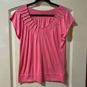 ANTHROPOLOGIE Short Sleeve Scoop Neck Top Pink Women’s Size Medium